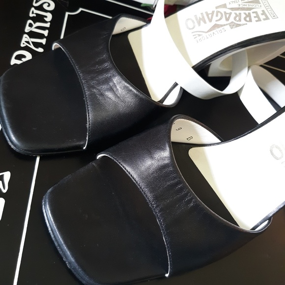 Salvatore Ferragamo Collection Blk/Wht Sandals - Picture 6 of 8